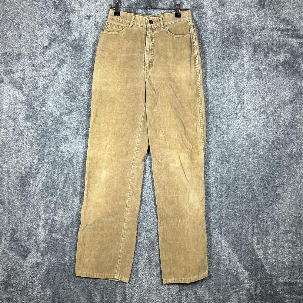 Pants Womens 26x27 Beige Corduroy Chino Straight Fit Flat Front Zip Fly 5-Pocket